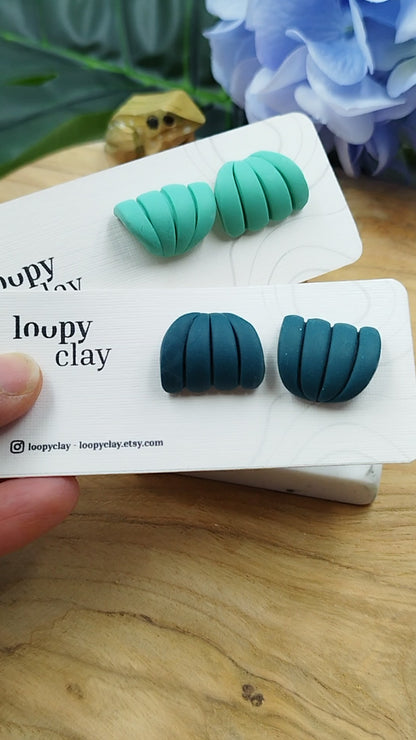 Abstract shell huggie earrings