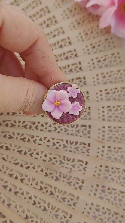 Anello Sakura "Abbondanza" (Triplo Fiore Oro) | I Love Japan
