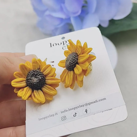 Orecchini Girasole pendenti, Orecchini Cabochon Vintage style, Anallergici, Eleganti, Ispirazione Floreale, Regalo Solare Donna, Accessorio Naturale.