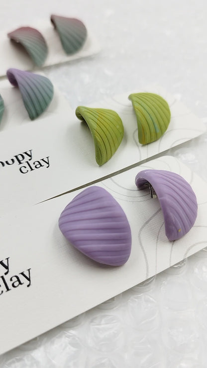 Minimal button earrings huggies leaf